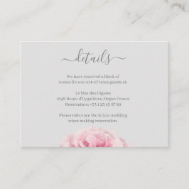 Ro Rosa Flower Grått Blommigt Bröllop Hotel Detail Tilläggskort
