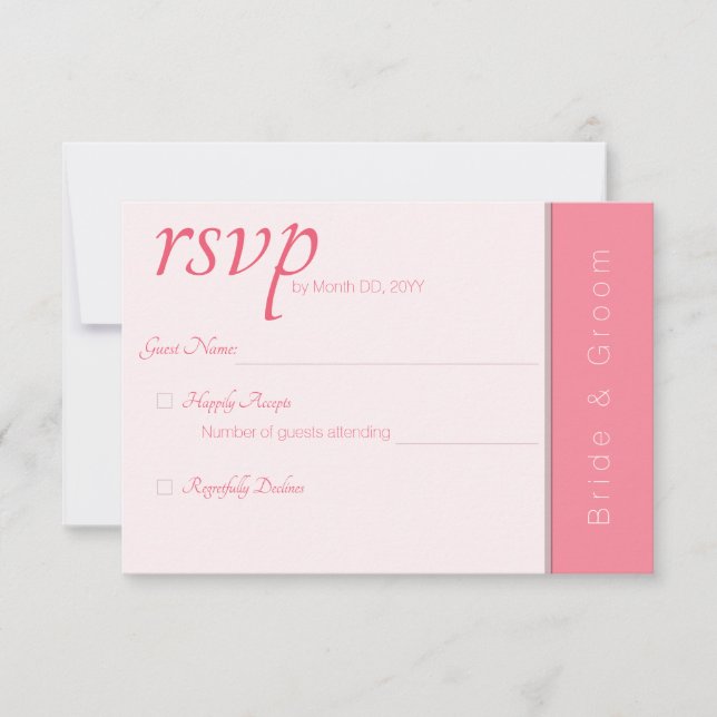 Ro Rosa för Eleganten  Modern Bröllop OSA Kort (Framsida)