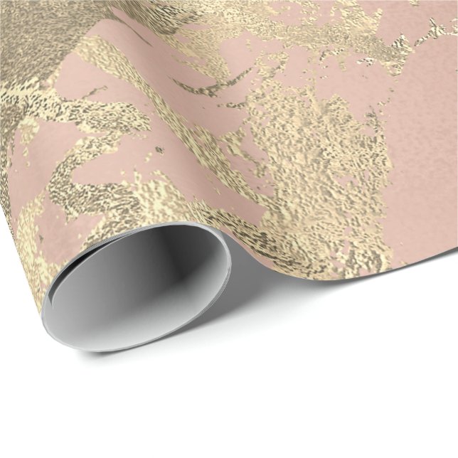 Ro Rosa Foxier Guld Marble Shiny Metallic VIP Presentpapper (Rullad Hörn)