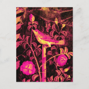 Ro, Rosa Fuchsia Black Gult Vykort