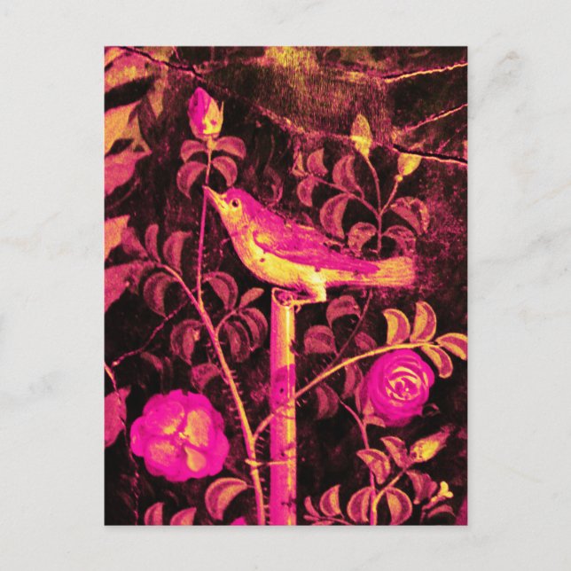 Ro, Rosa Fuchsia Black Gult Vykort (Framsida)