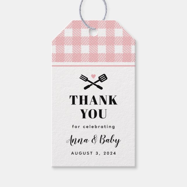 Ro Rosa Gingham Play Baby Q Shower Tack Presentetikett (Framsidan)