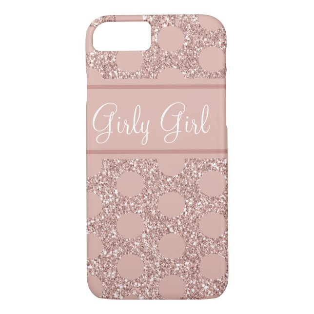Ro  Rosa Glitter Girly Polka-punkt Case-Mate iPhone Skal (Baksida)