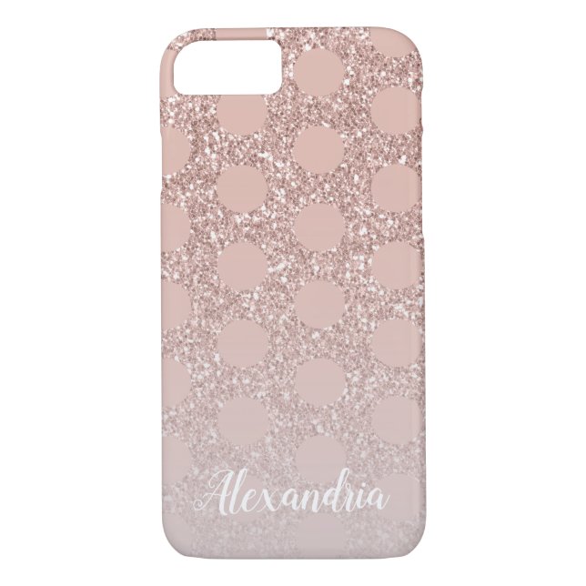 Ro  Rosa Glitter Girly Polka-punkt Case-Mate iPhone Skal (Baksida)
