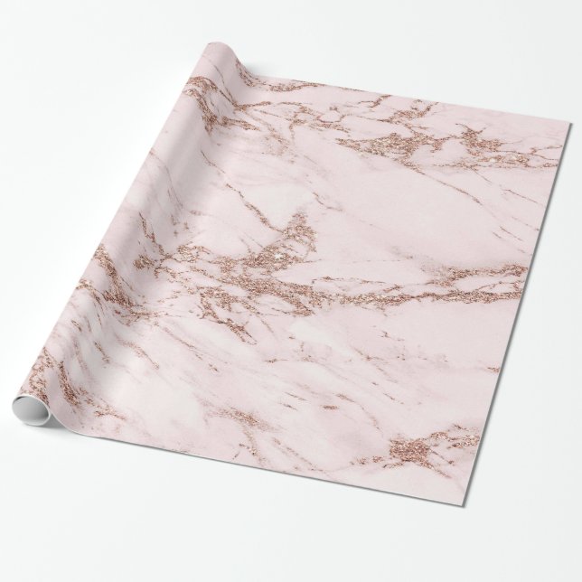  Ro Rosa Glitter Marble Glossy Presentpapper (Utrullad)