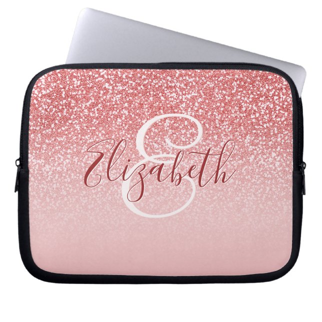 Ro Rosa Glitter  Monogram Laptop Fodral (Framsidan)