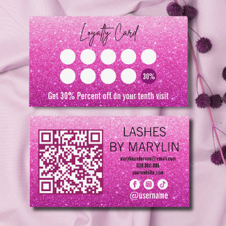 Ro Rosa Glitter Ombre Lash Technician Lojalitetskort