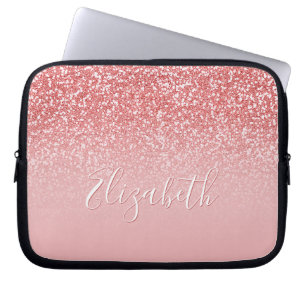 Ro Rosa Glitter Rosa Ombre Namn Laptop Fodral