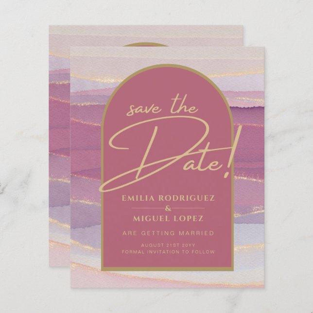 Ro Rosa Guld Arch Marble Bröllop SPARA DATA (Fram/baksida)