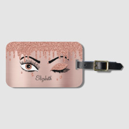 Ro Rosa Guld Eyelash Drickning Glitter Bagagebricka