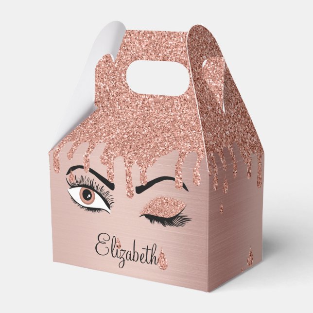Ro Rosa Guld Eyelash Drickning Glitter Presentaskar (Framsidan Sidan)