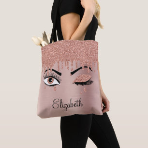 Ro Rosa Guld Eyelash Drickning Glitter Tygkasse