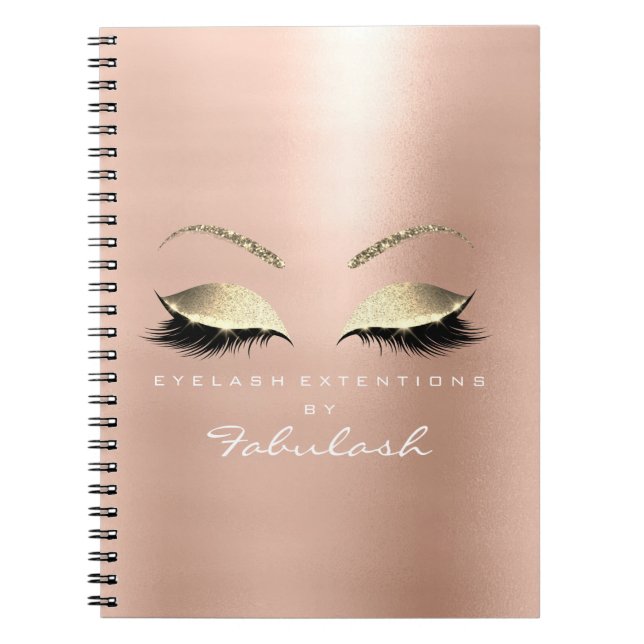 Ro Rosa Guld Glitter Öga Makeup Beauty White Anteckningsbok Med Spiral (Framsidan)