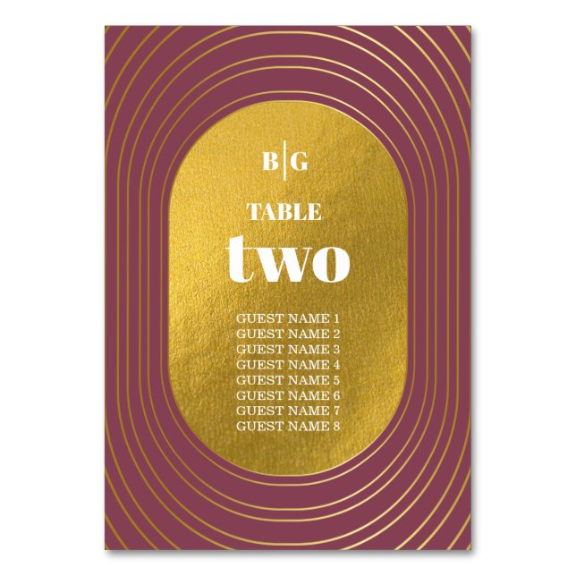 Ro Rosa & Guld Modern minimalistisk Arch Bröllop Bordsnummer (Framsidan)