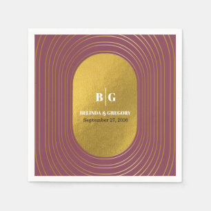 Ro Rosa & Guld Modern minimalistisk Arch Bröllop Pappersservett