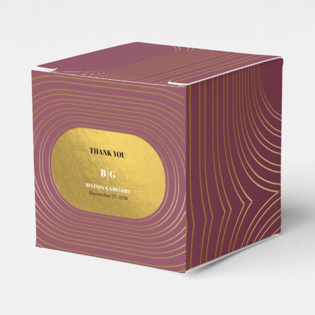 Ro Rosa & Guld Modern minimalistisk Arch Bröllop Presentaskar (Framsidan Sidan)