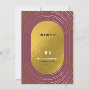 Ro Rosa & Guld Modern minimalistisk Arch Bröllop Tack Kort