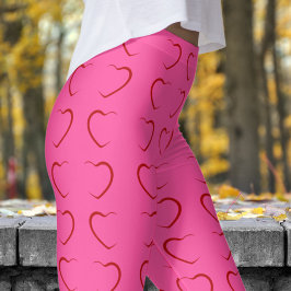 Ro Rosa Kärlek Hearts Mönster Leggings