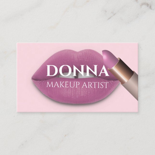 Ro Rosa Läppar QR Code Logotyp Makeup Lipstick Visitkort (Framsida)