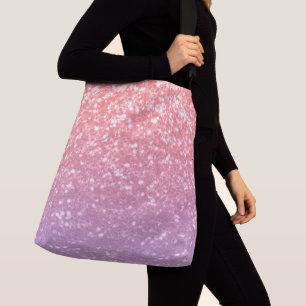 Ro rosa lila lavender faux sparkles glitter axelväska