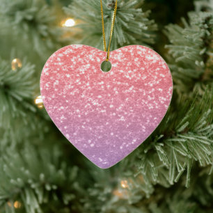 Ro rosa lila lavender faux sparkles glitter julgransprydnad keramik