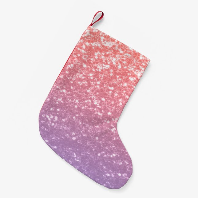 Ro rosa lila lavender faux sparkles glitter liten julstrumpa (Framsidan (Hängande))