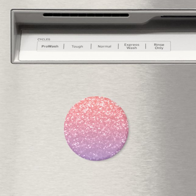 Ro rosa lila lavender faux sparkles glitter magnet (In Situ (Dishwasher))