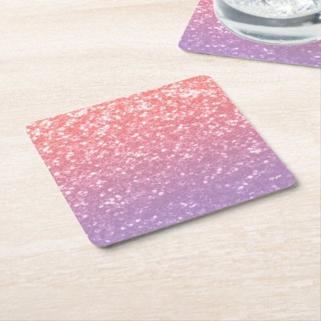 Ro rosa lila lavender faux sparkles glitter underlägg papper kvadrat (Vinklad)