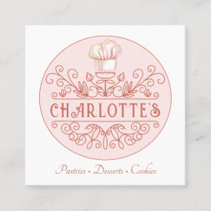 Ro Rosa Logotyp Bakery Pastry Chef Bakers Fyrkantigt Visitkort