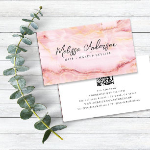 Ro Rosa Marble Luxe Aesthetic QR Code Visitkort