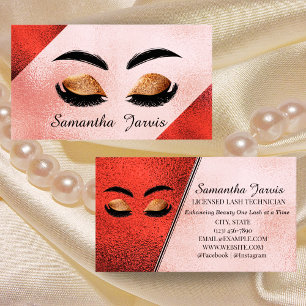 Ro Rosa & Maroon Foil Lash and Brow Branding Visitkort