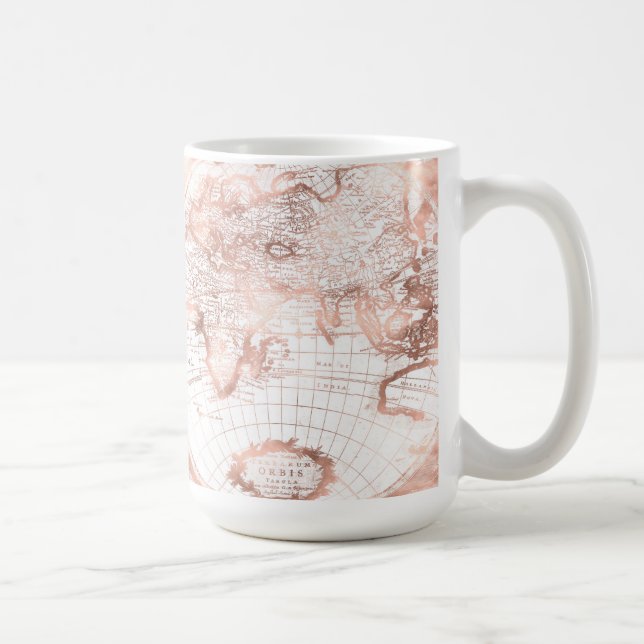 Ro Rosa Metall Glitter Antique World Map Kaffemugg (Höger)