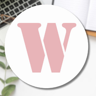  Ro Rosa Minimalist Family Monogram Brev Runt Klistermärke