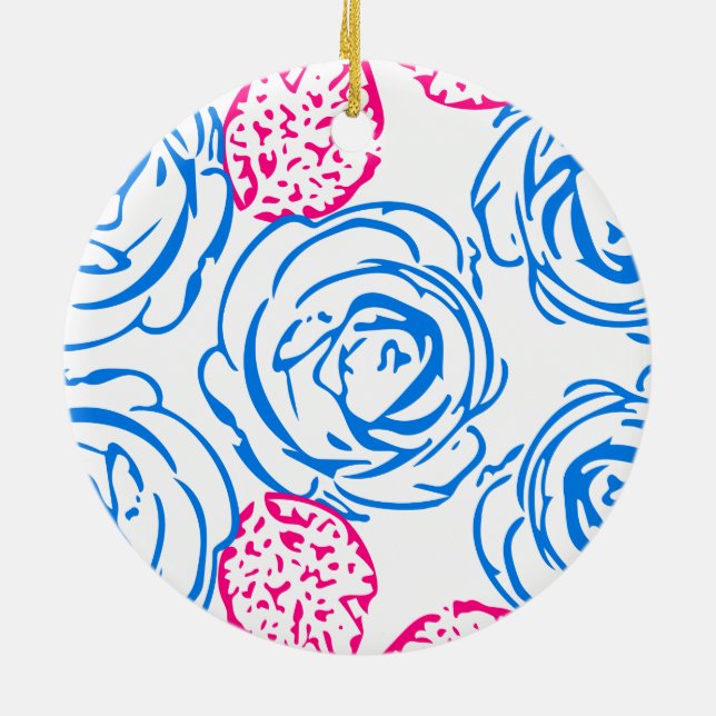 Ro rosa och blått julgransprydnad keramik (Baksidan)