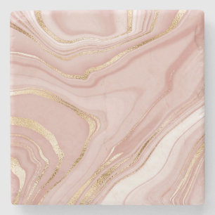 Ro Rosa och Guld Marble Art Modern Elegant Chic Stenunderlägg