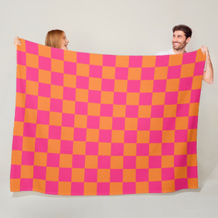 Ro Rosa och Orange Kontrollerad Mönster Fleecefilt