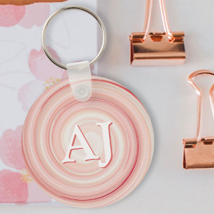 Ro Rosa och Spiral i Coral Modern Initial Monogram Nyckelring