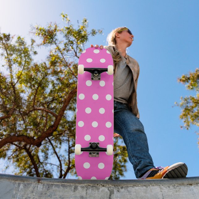 Ro Rosa och vit polka Skateboard Bräda 20 Cm (Utomhus 1)