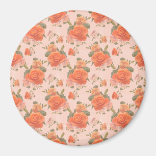 ro rosa orange blommönster bröllop vår magnet