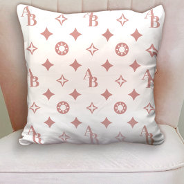 Ro Rosa på vit Anpassningsbar Initial Monogram Mön Kudde