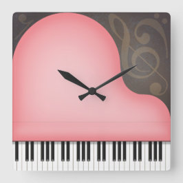 Ro Rosa Piano Whimsical Music Älskare Fyrkantig Klocka