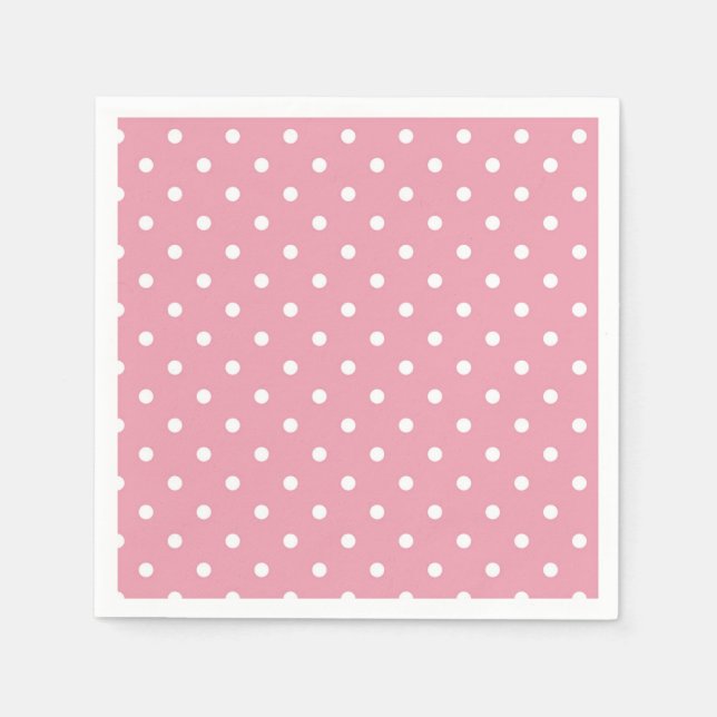 Ro Rosa Polka Dot Papper Napkins Pappersservett (Framsidan)