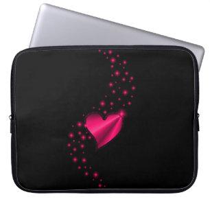 Ro rosa Rainbow Heart med stjärnor på svart Laptop Fodral