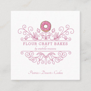 Ro Rosa Ram Bakery Bakers Logotyp Affärskort Fyrkantigt Visitkort