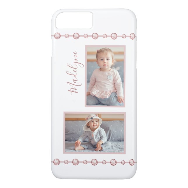 Ro Rosa Rhinestone Namn Photo Case-Mate iPhone Skal (Baksida)