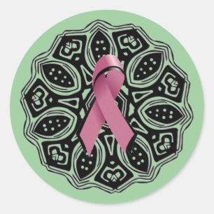 Ro/Rosa Ribbon Sticker Runt Klistermärke