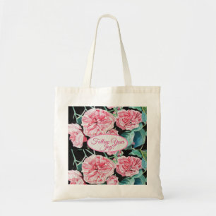 Ro Rosa ros Black blommigt Cabbage rosor Mönster Tygkasse