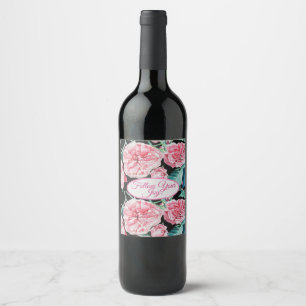 Ro Rosa ros blommigt följer din Joy Mönster Vinflaska Etikett
