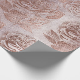 Ro Rosa ros Guld Metallic Blommigt  Powder Presentpapper