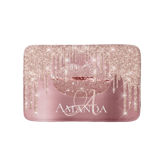 Ro Rosa Royal Glitter Namn Monogram Makeup Badrumsmatta (Framsidan)